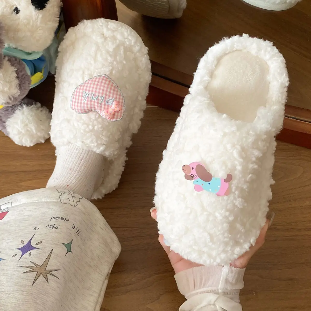 Cute Cartoon Plush Slip-On Slippers for Women — feature 25