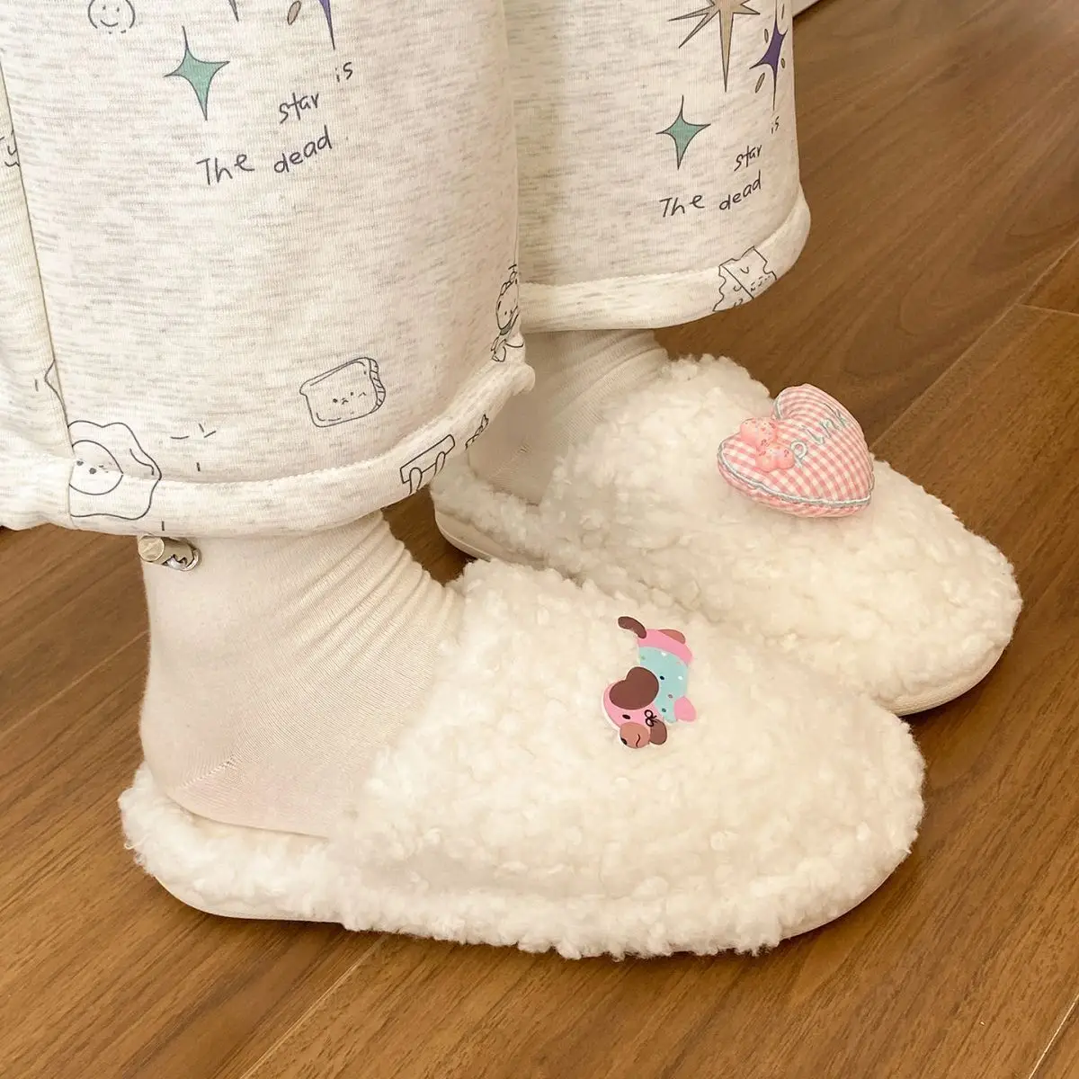 Cute Cartoon Plush Slip-On Slippers for Women — feature 30