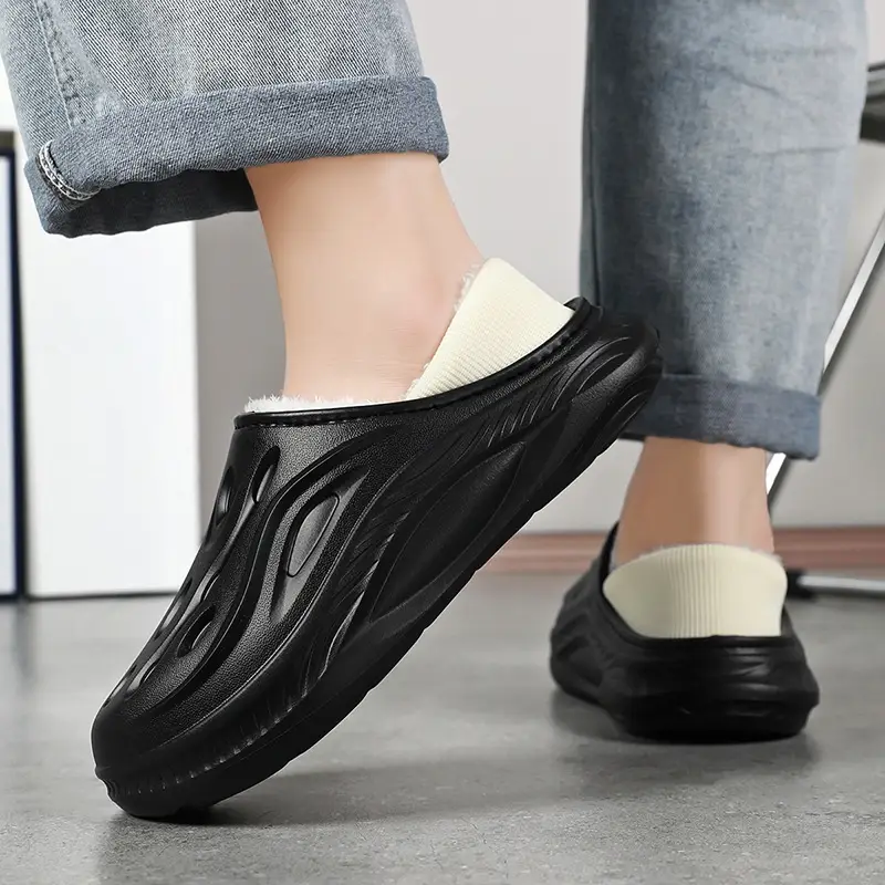 Men's White Slip-On Cotton Slipper Indoor Outdoor - Image 6