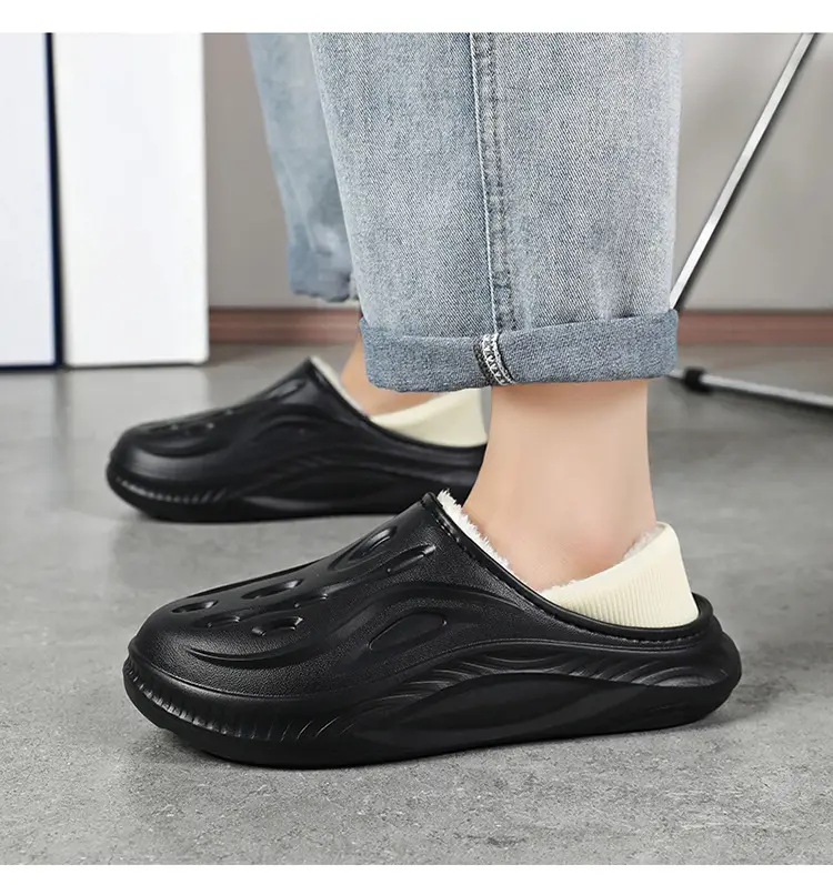 Men's White Slip-On Cotton Slipper Indoor Outdoor — feature 12