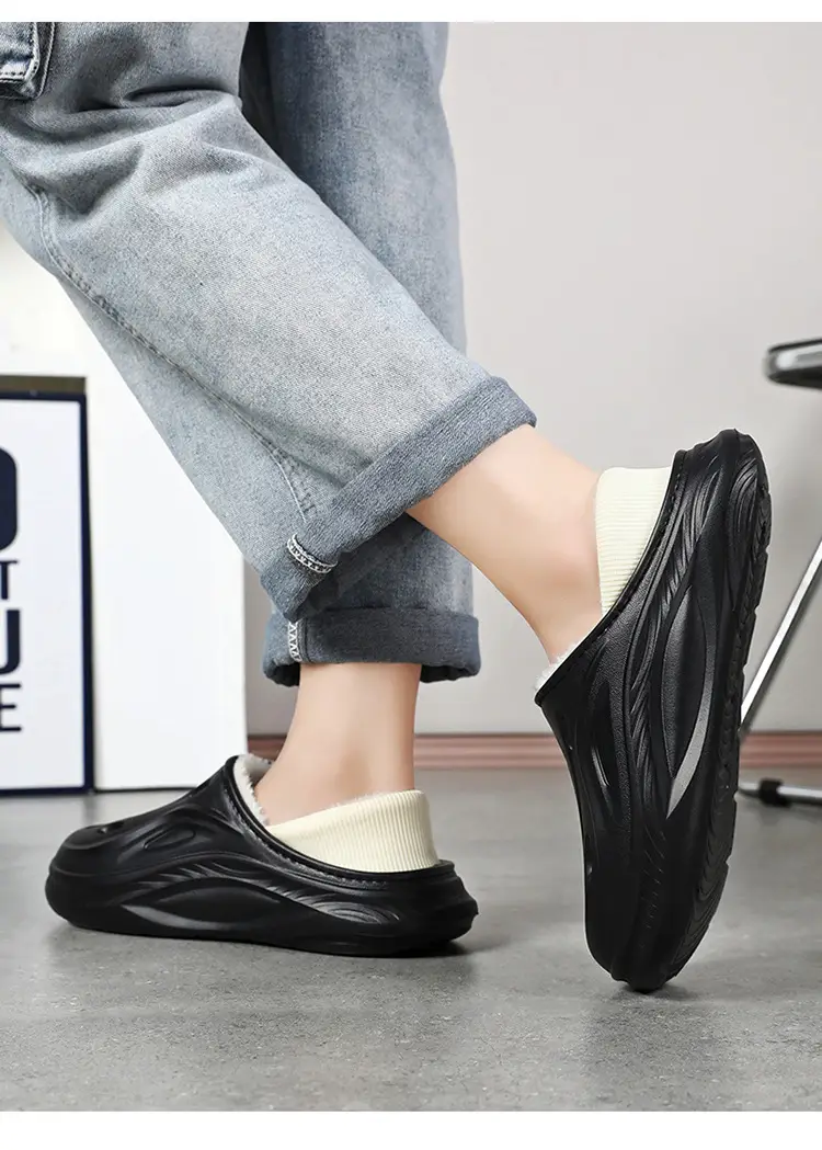 Men's White Slip-On Cotton Slipper Indoor Outdoor — feature 14