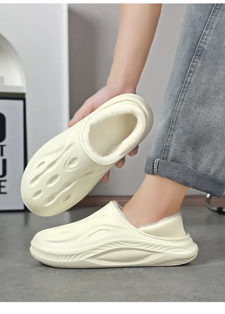 Men's White Slip-On Cotton Slipper Indoor Outdoor — feature 19