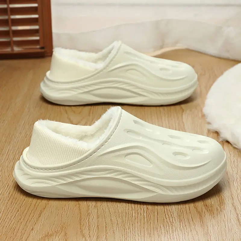 Men's White Slip-On Cotton Slipper Indoor Outdoor - Image 2