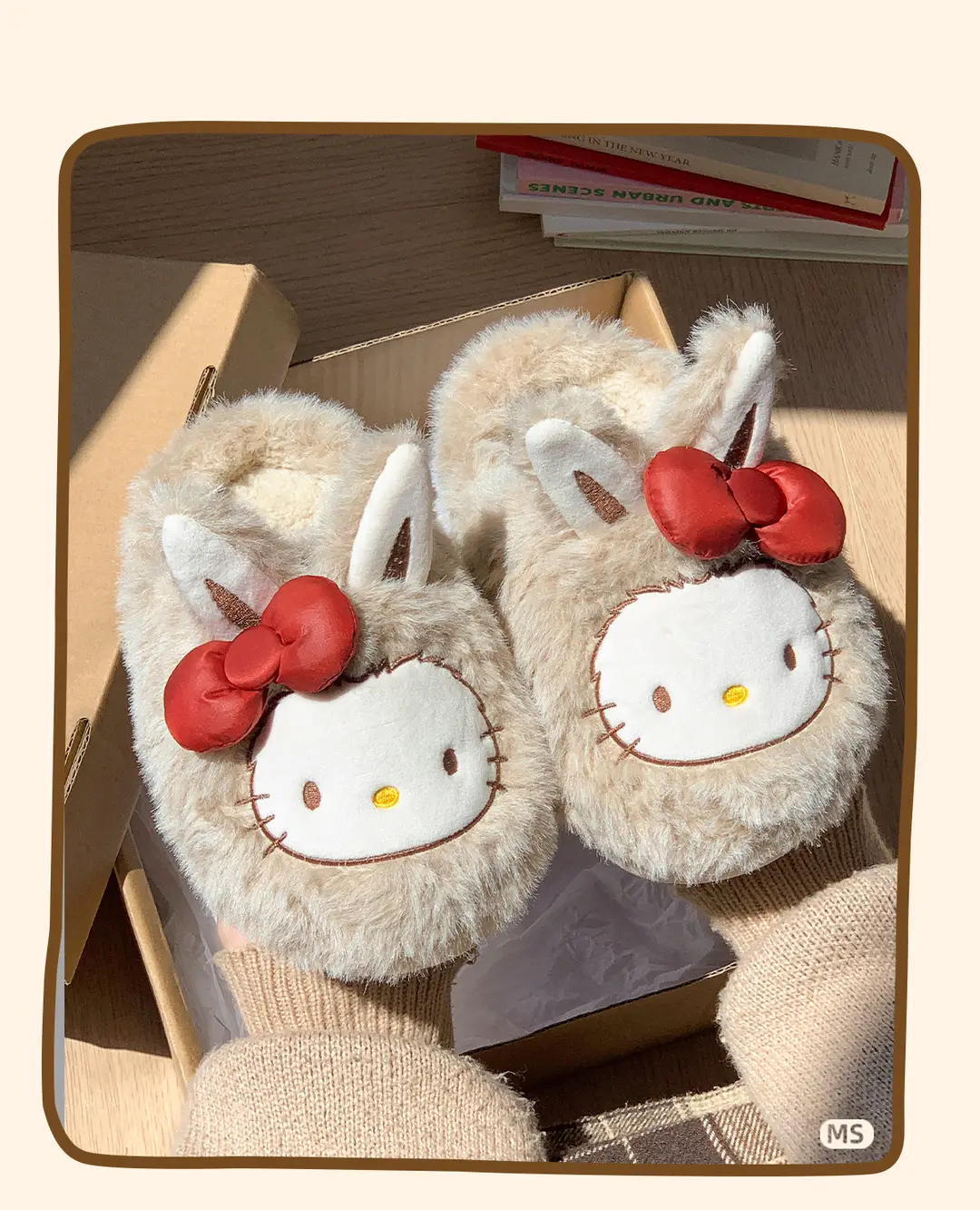 Autumn and Winter Home Cotton Slippers for Girls, Cute Bow Cartoon Fleece-Lined Cotton Shoes for Women, Toe-Toe Slippers for Outer Wear, Confinement Shoes — feature 6