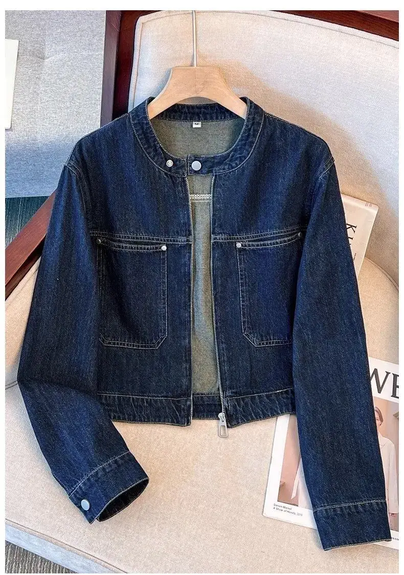 Dark Blue Denim Jacket Women Short Slim Fit 2025 — feature 2