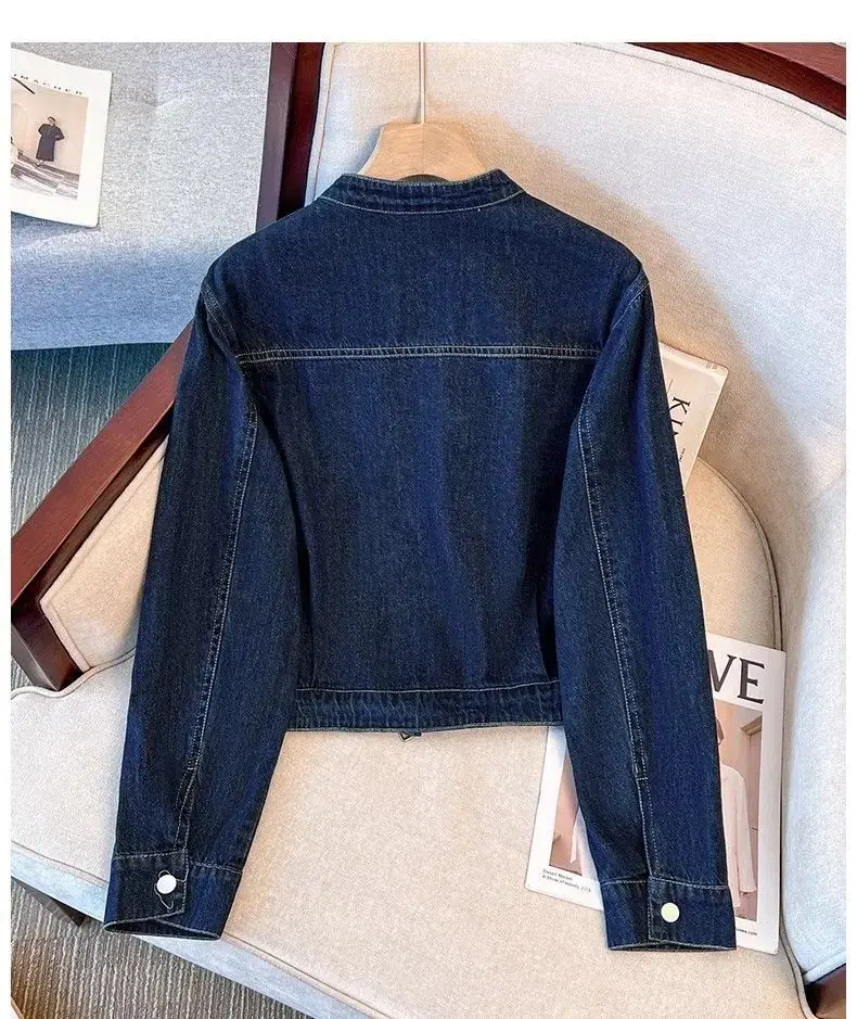 Dark Blue Denim Jacket Women Short Slim Fit 2025 — feature 8