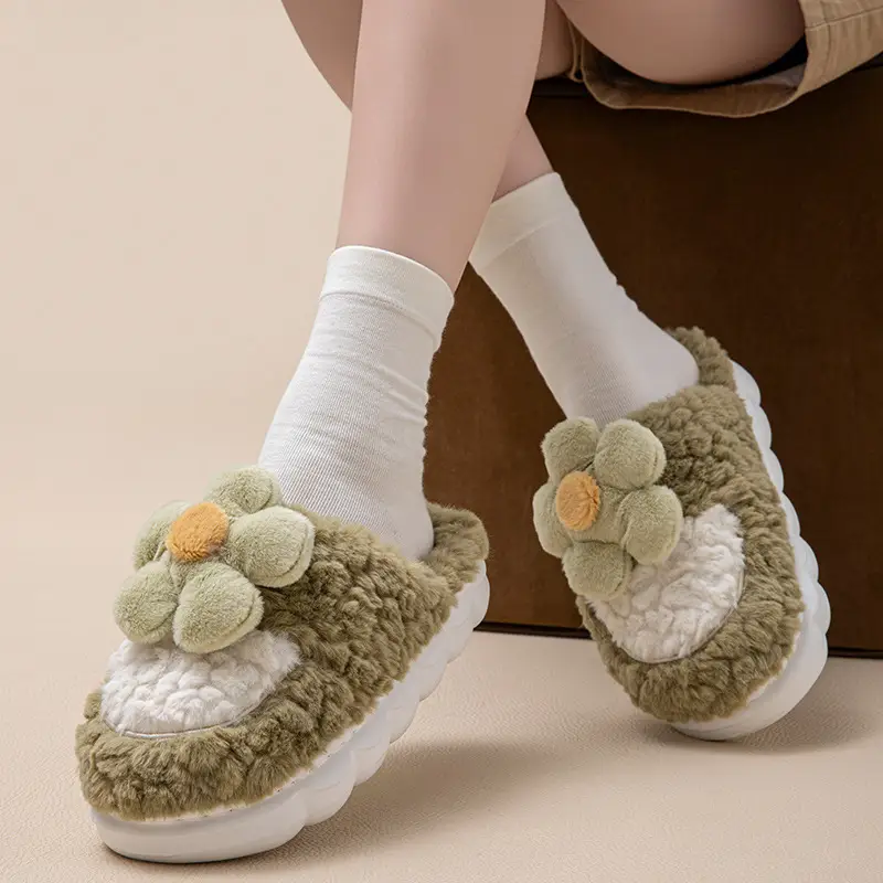 Women's New Sunflower Plush Slippers Autumn Winter - Image 8