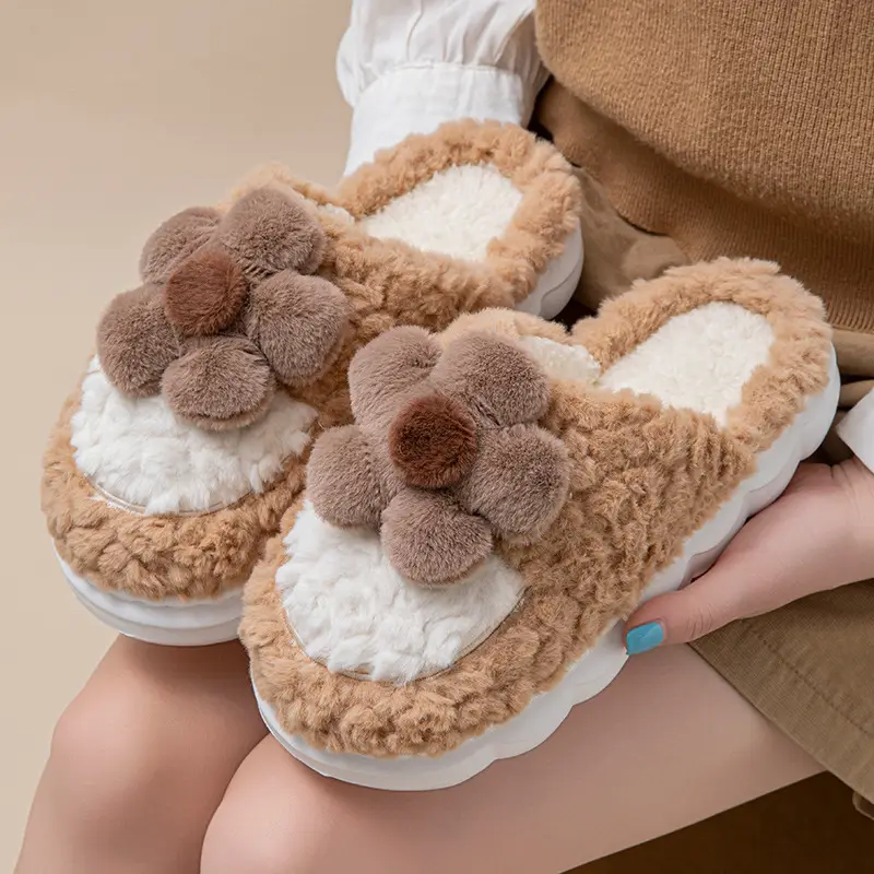 Women's New Sunflower Plush Slippers Autumn Winter - Image 3