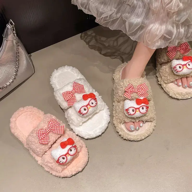 Cute Bow Slippers Winter Warm Cotton - Image 4