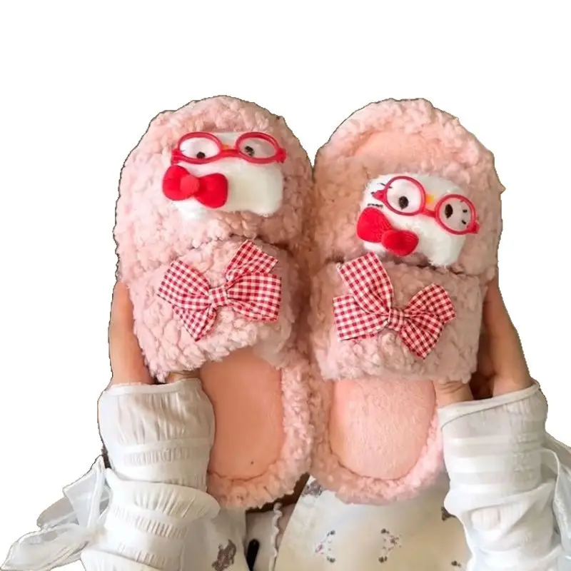 Cute Bow Slippers Winter Warm Cotton - Image 7