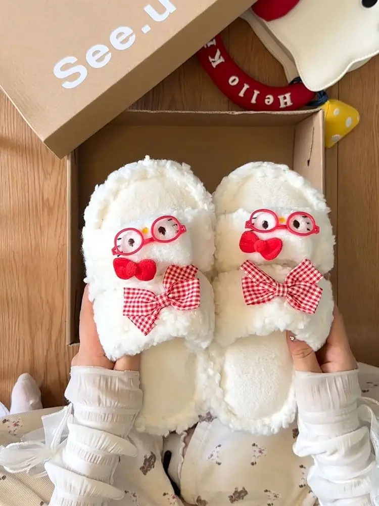 Cute Bow Slippers Winter Warm Cotton — feature 15