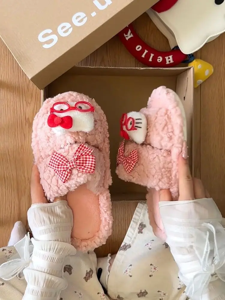 Cute Bow Slippers Winter Warm Cotton — feature 17