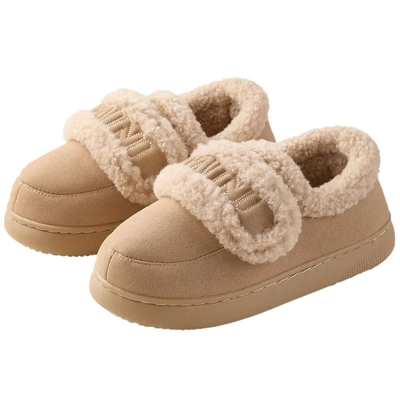 Qidan Shoe Factory Cotton Slippers Women's Autumn and Winter Korean Style Home Indoor Fleece-Lined Warm Anti-Slip Bag Heel Furry Slippers - Image 8