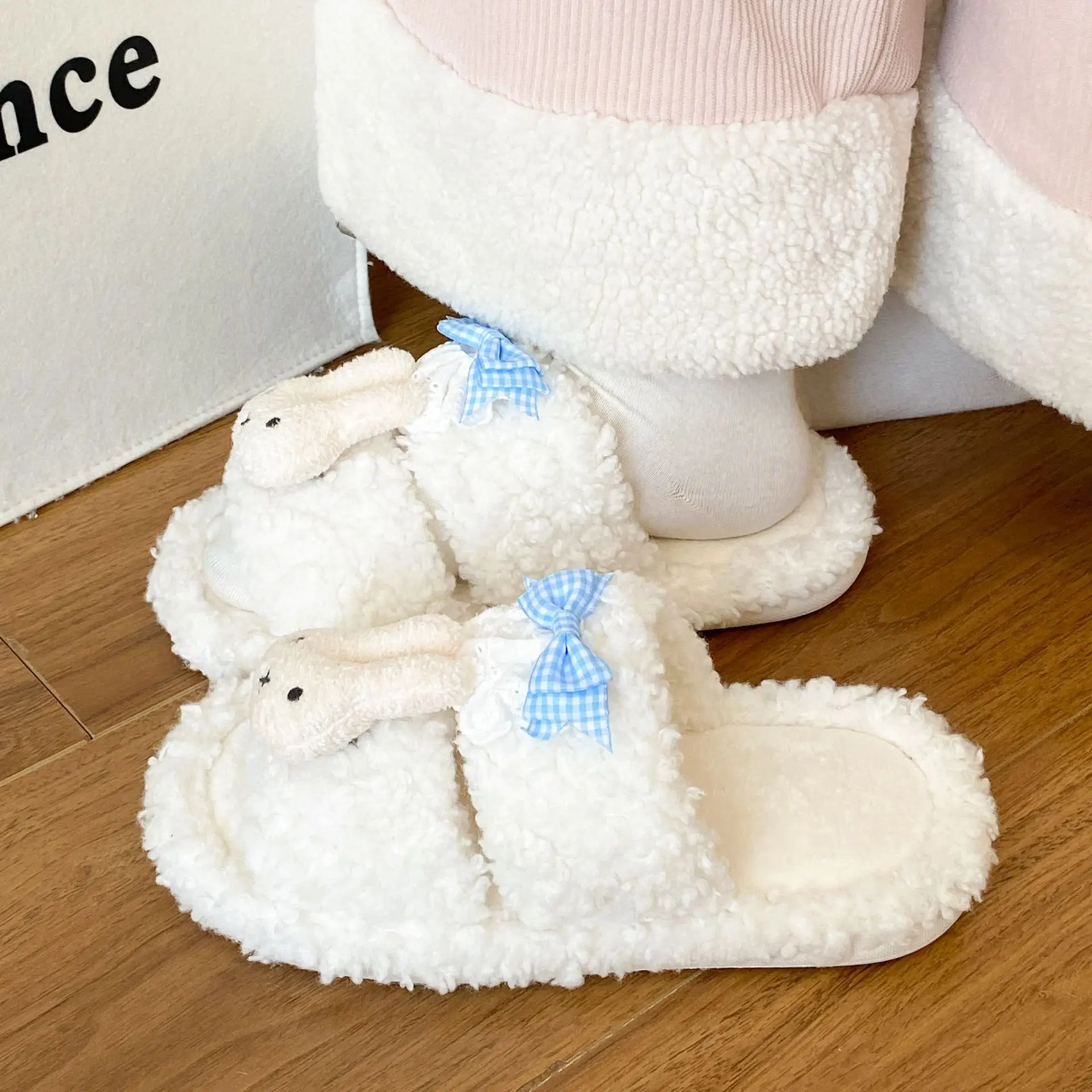 Pink Cartoon Winter Slippers for Women - Image 3