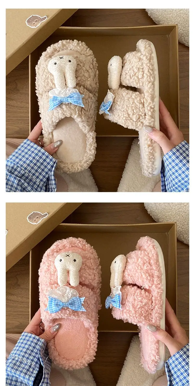 Pink Cartoon Winter Slippers for Women — feature 16