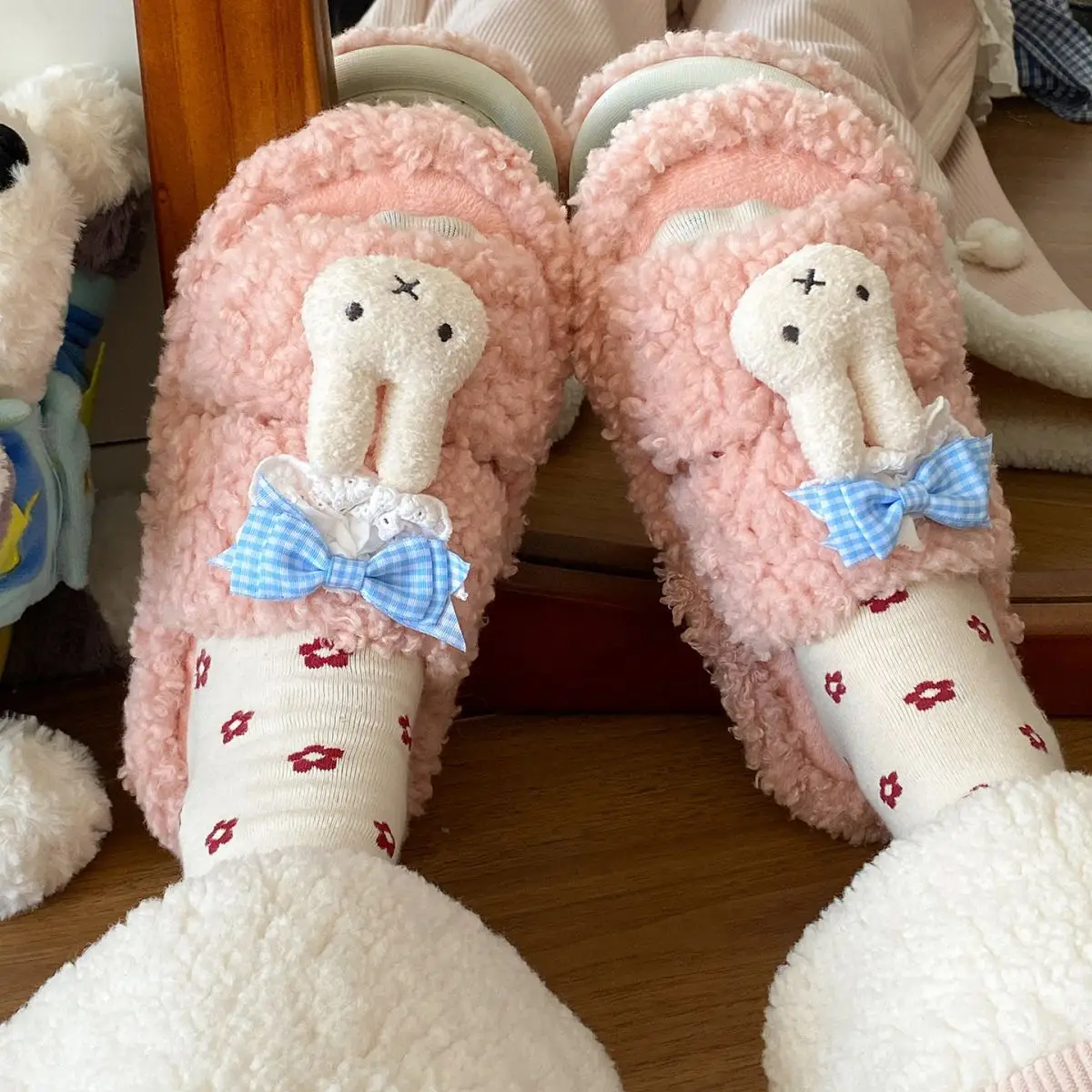 Pink Cartoon Winter Slippers for Women — feature 22