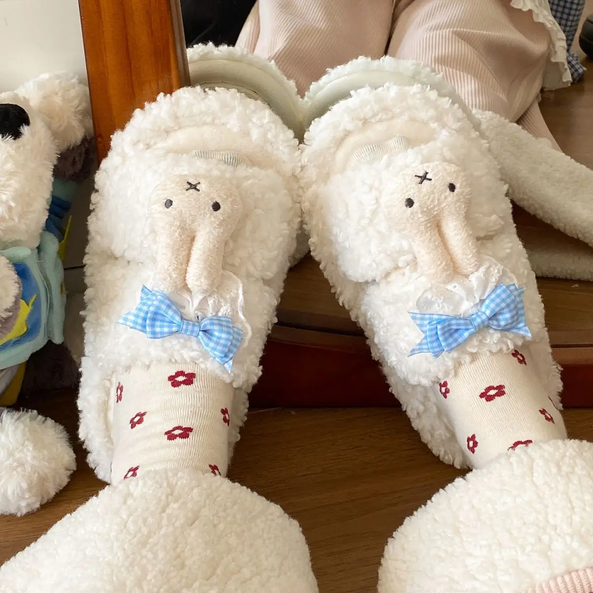 Pink Cartoon Winter Slippers for Women — feature 23