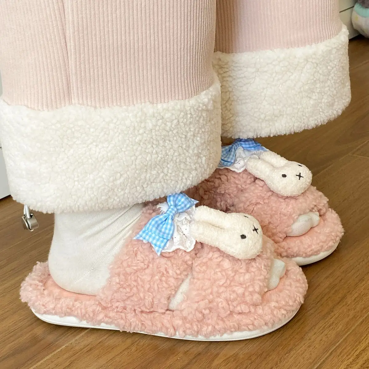 Pink Cartoon Winter Slippers for Women — feature 28