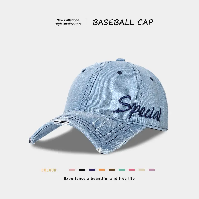 Women Black Distressed Cap with "Special" Embroidery - Image 4