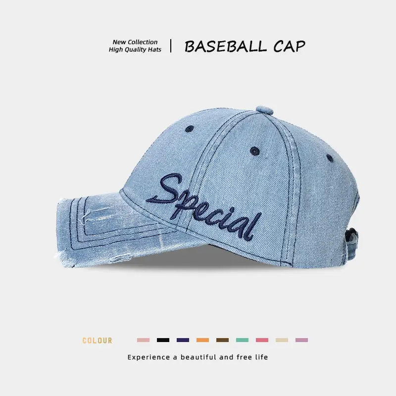 Women Black Distressed Cap with "Special" Embroidery - Image 5