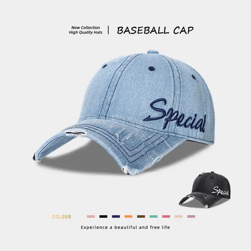 Women Black Distressed Cap with "Special" Embroidery — feature 1