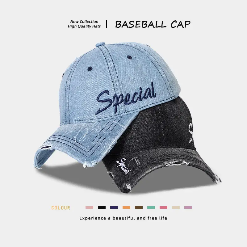 Women Black Distressed Cap with "Special" Embroidery — feature 4
