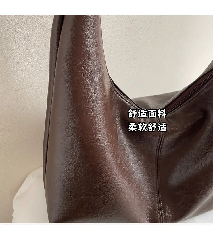 Brown Leather Shoulder Bag Large Capacity Women — feature 4