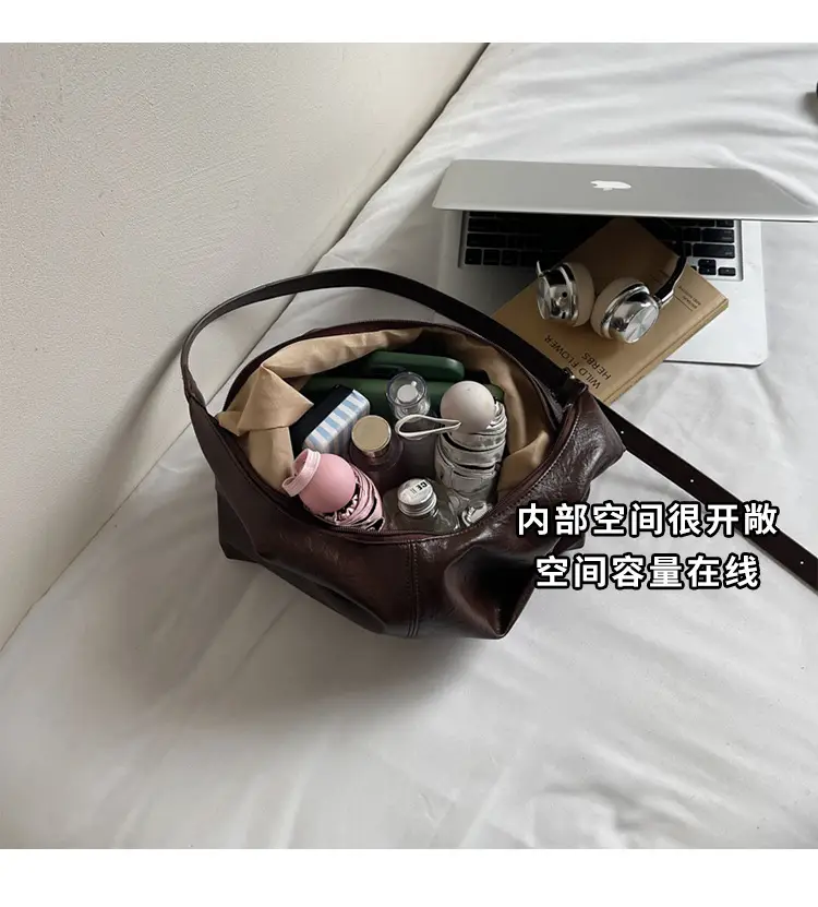 Brown Leather Shoulder Bag Large Capacity Women — feature 5