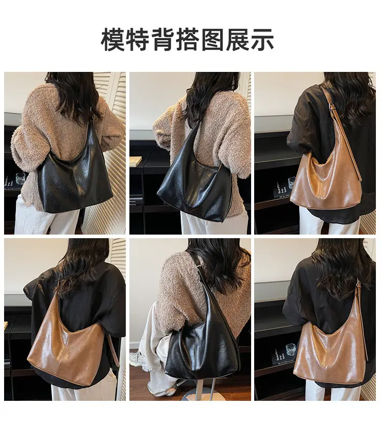 Brown Leather Shoulder Bag Large Capacity Women — feature 6