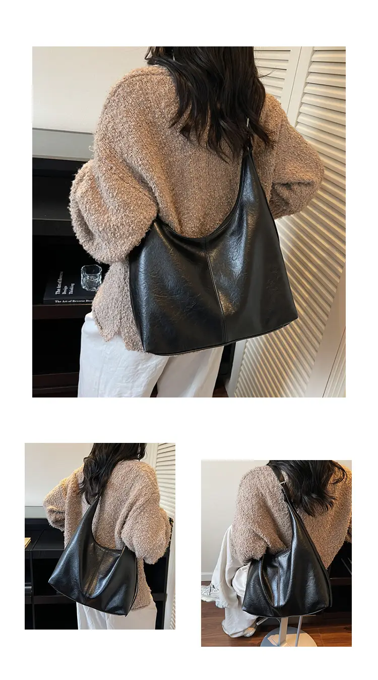 Brown Leather Shoulder Bag Large Capacity Women — feature 7