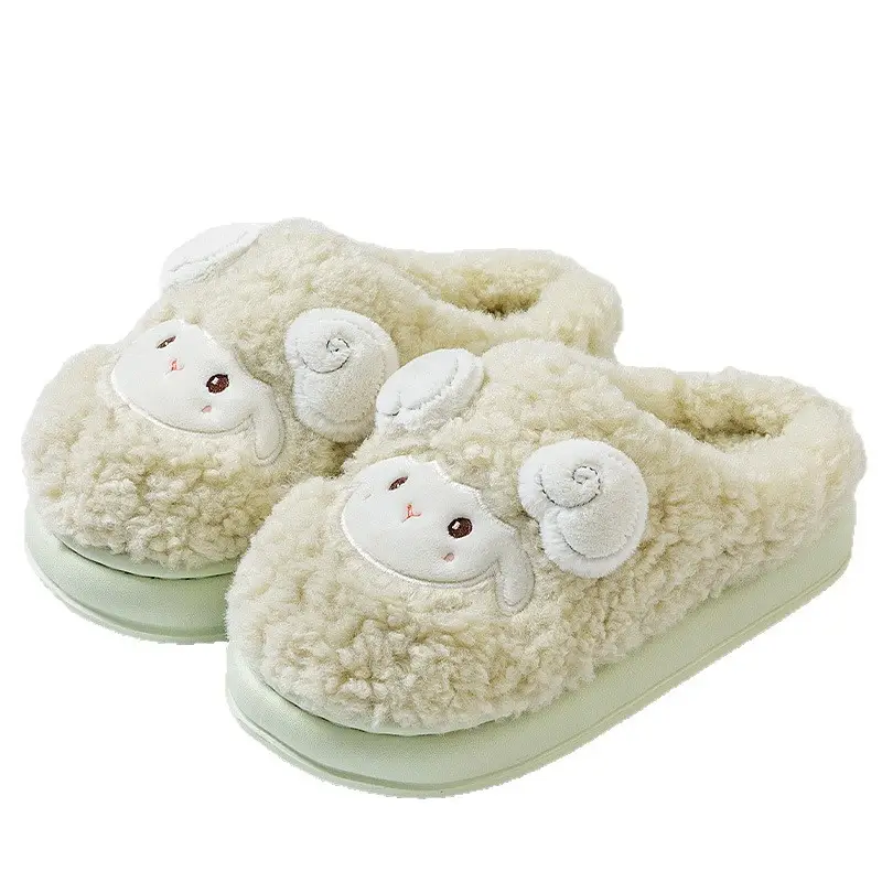 Cute Cotton Slippers for Women 2025 Autumn and Winter New Style Indoor Home Thickeneded Warm Cartoon Plush Thick-Soled Slippers - Image 10