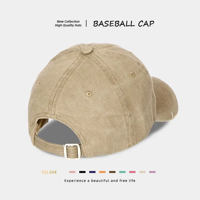Vintage Distressed Wash Denim Baseball Cap for Women with Wide Brim & Duckbill Embroidery — feature 11