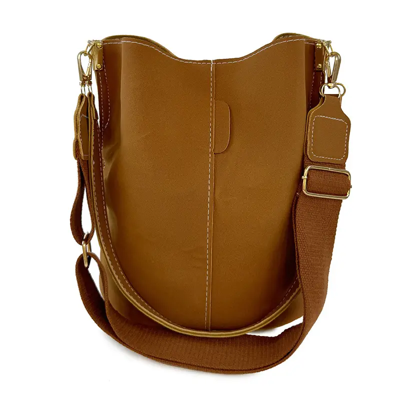 Matte Leather Bucket Bag Large Capacity Crossbody - Image 6