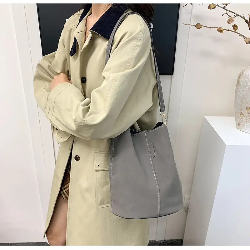 Matte Leather Bucket Bag Large Capacity Crossbody — feature 13