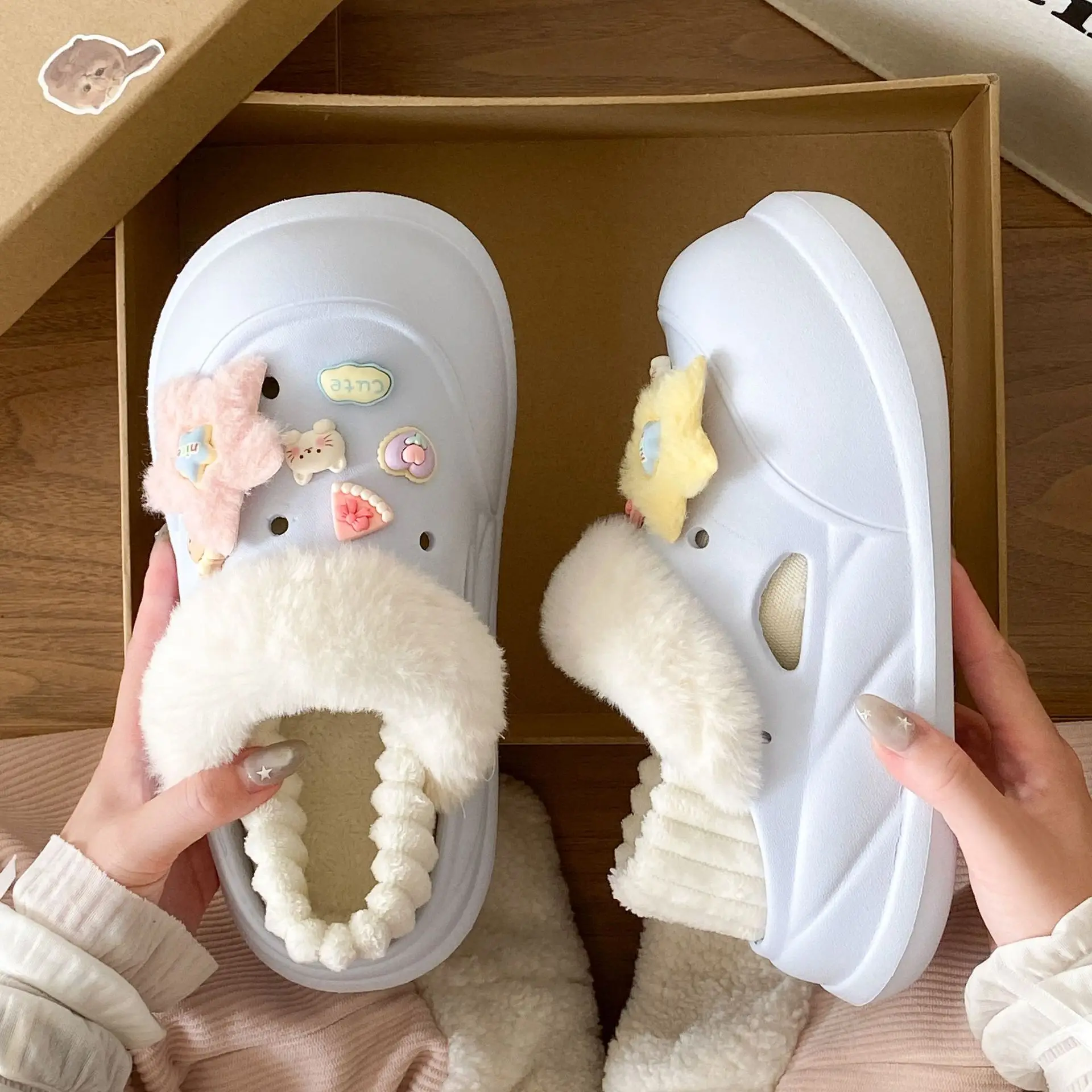 Eva Cute Heart Slippers Winter Warm Cotton for Women