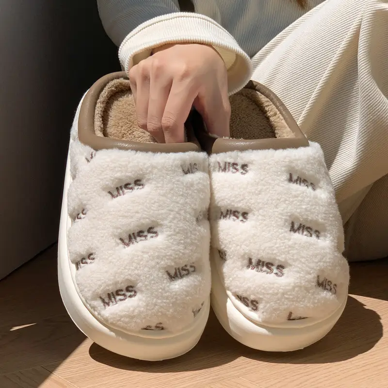 Mingsheng Cotton Slippers Women's Winter 2025 New Indoor Home Warm Plush Slippers Men's Home Men's Autumn and Winter - Image 5