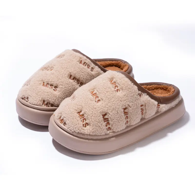 Mingsheng Cotton Slippers Women's Winter 2025 New Indoor Home Warm Plush Slippers Men's Home Men's Autumn and Winter - Image 2