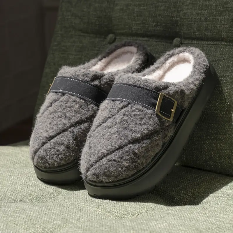 Mingsheng's New Cross-Border Birkenstock Furry Women's Slippers Outdoor Leisure Thickened Non-Slip Fleece-Lined Cotton Slippers for Men - Image 7