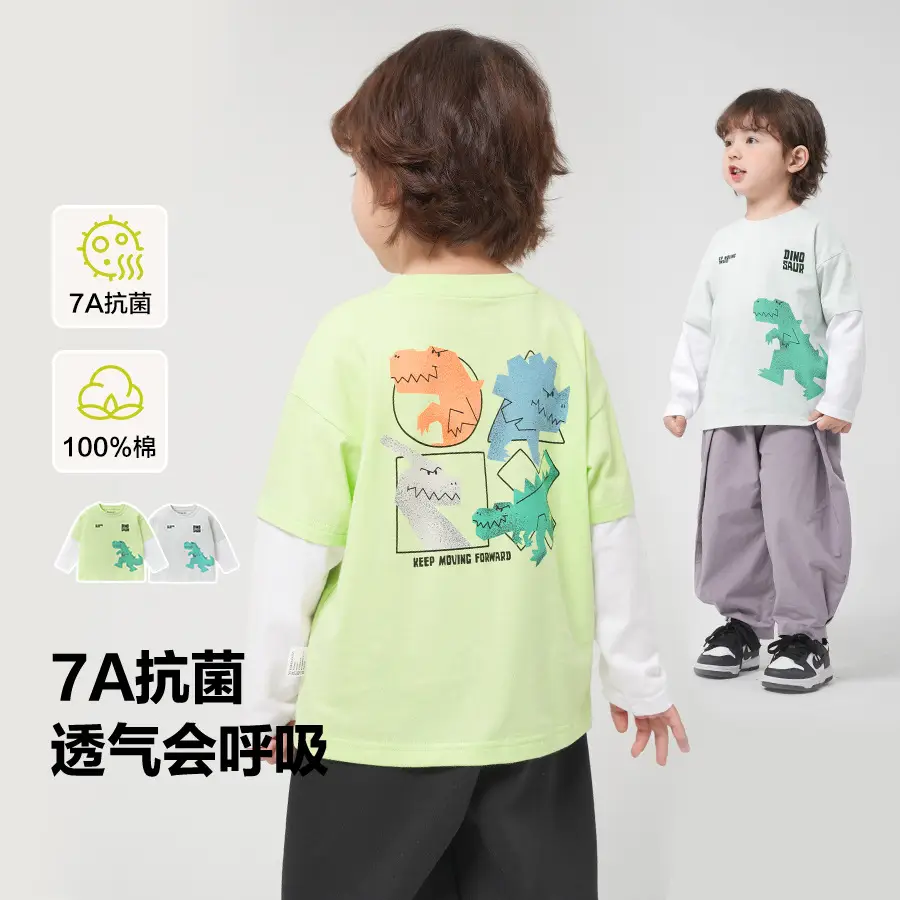 Boys Grey Cotton Pants with Elastic Laces Spring Autumn Set - Image 7