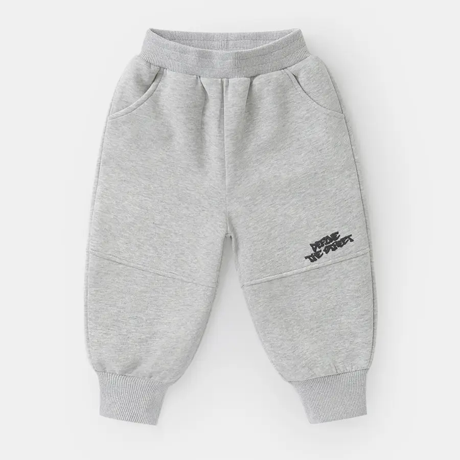Boys Grey Cotton Pants with Elastic Laces Spring Autumn Set - Image 3