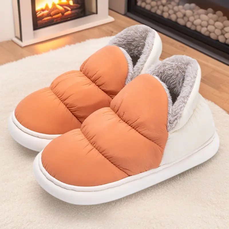 Winter Warm Cotton Slippers for Men Women Blue Orange - Image 7