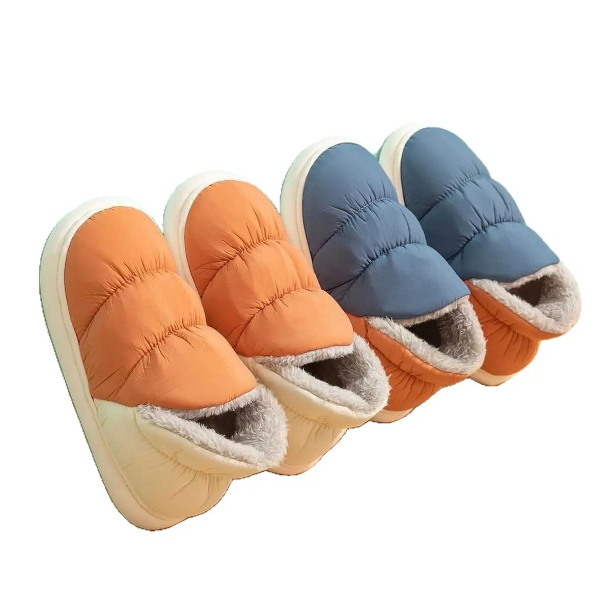 Winter Warm Cotton Slippers for Men Women Blue Orange - Image 8