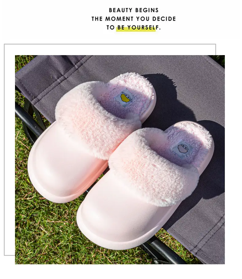 Winter Waterproof Cotton Slippers for Women, Eva Lightweight and Warm Indoor Furry Slippers, Thick-Soled Home Cotton Slippers for Men — feature 14