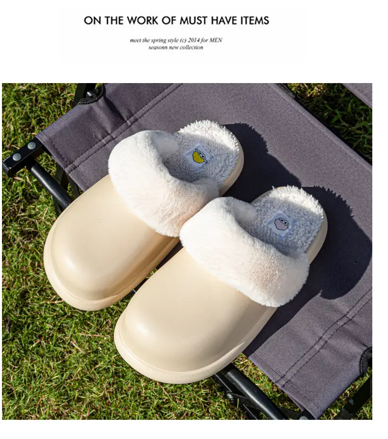 Winter Waterproof Cotton Slippers for Women, Eva Lightweight and Warm Indoor Furry Slippers, Thick-Soled Home Cotton Slippers for Men — feature 16