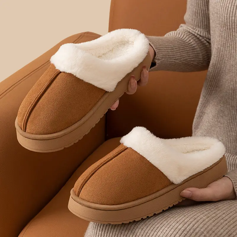 Autumn and Winter Indoor Warm Couple Plush Home Non-Slip Thick-Soled Maternity Slippers Cotton Slippers Thickened Women's Home