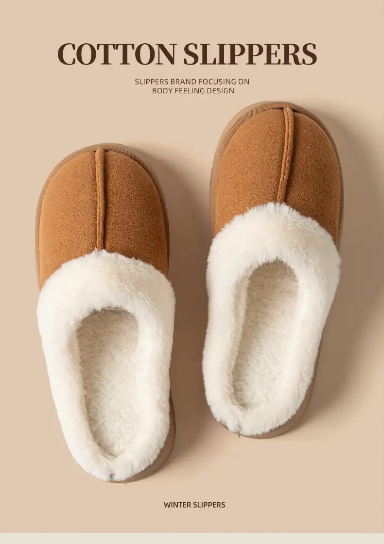 Autumn and Winter Indoor Warm Couple Plush Home Non-Slip Thick-Soled Maternity Slippers Cotton Slippers Thickened Women's Home — feature 1