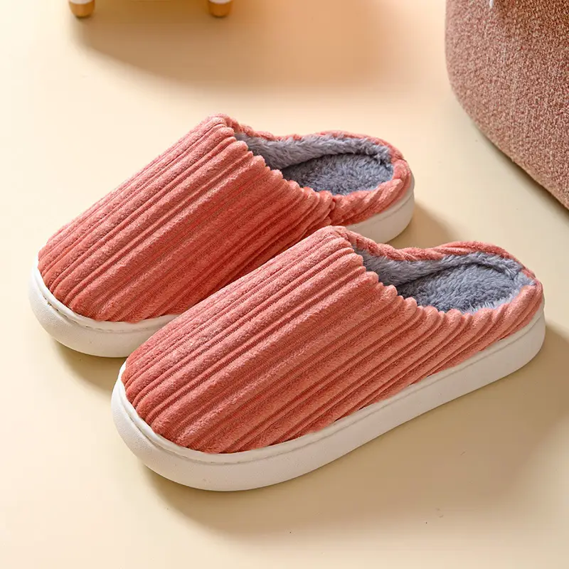 Autumn and Winter Indoor Warm Couple Plush Home Non-Slip Thick-Soled Maternity Slippers Cotton Slippers Thickened Women's Home