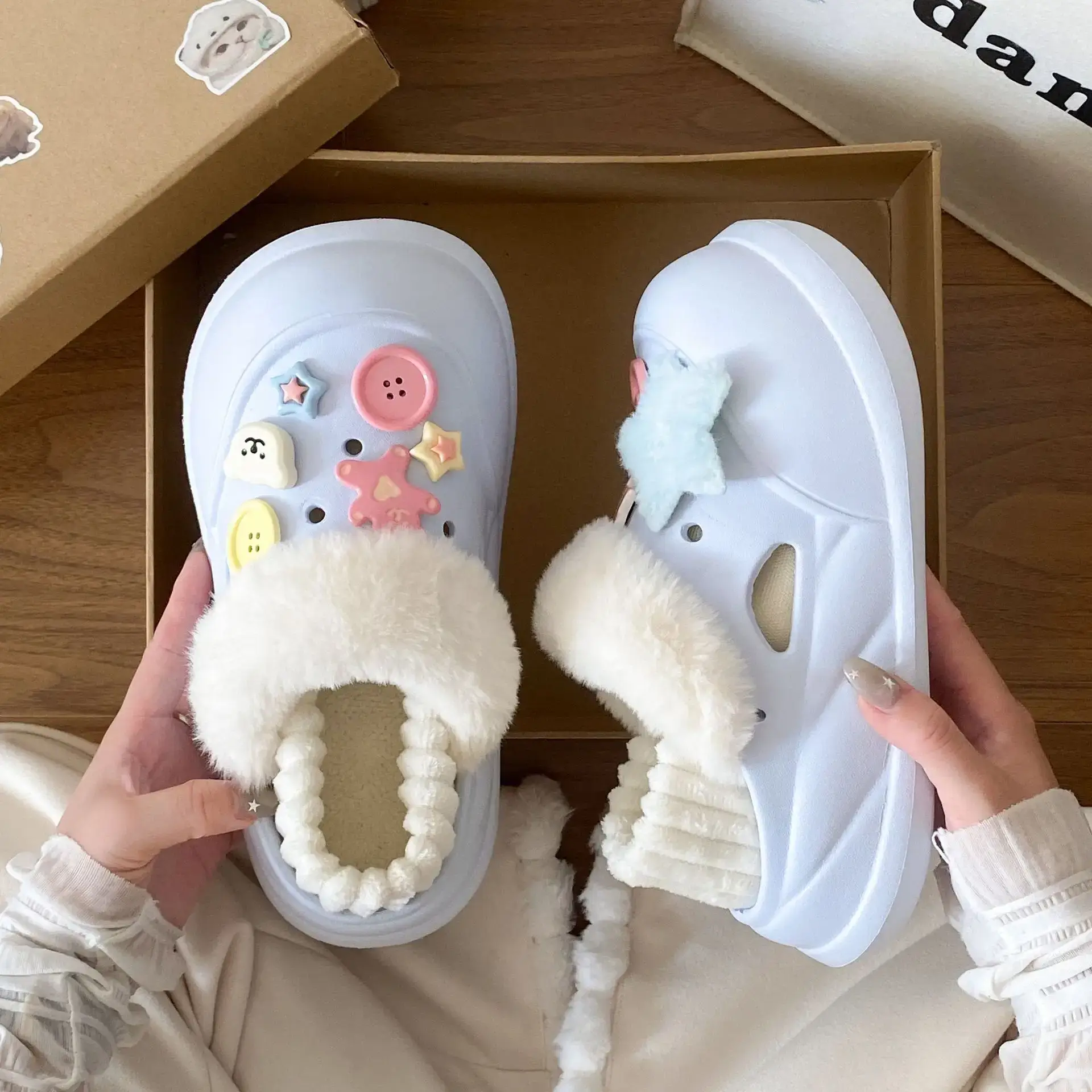 Warm Cotton Detachable Slippers for Women Winter - Image 47