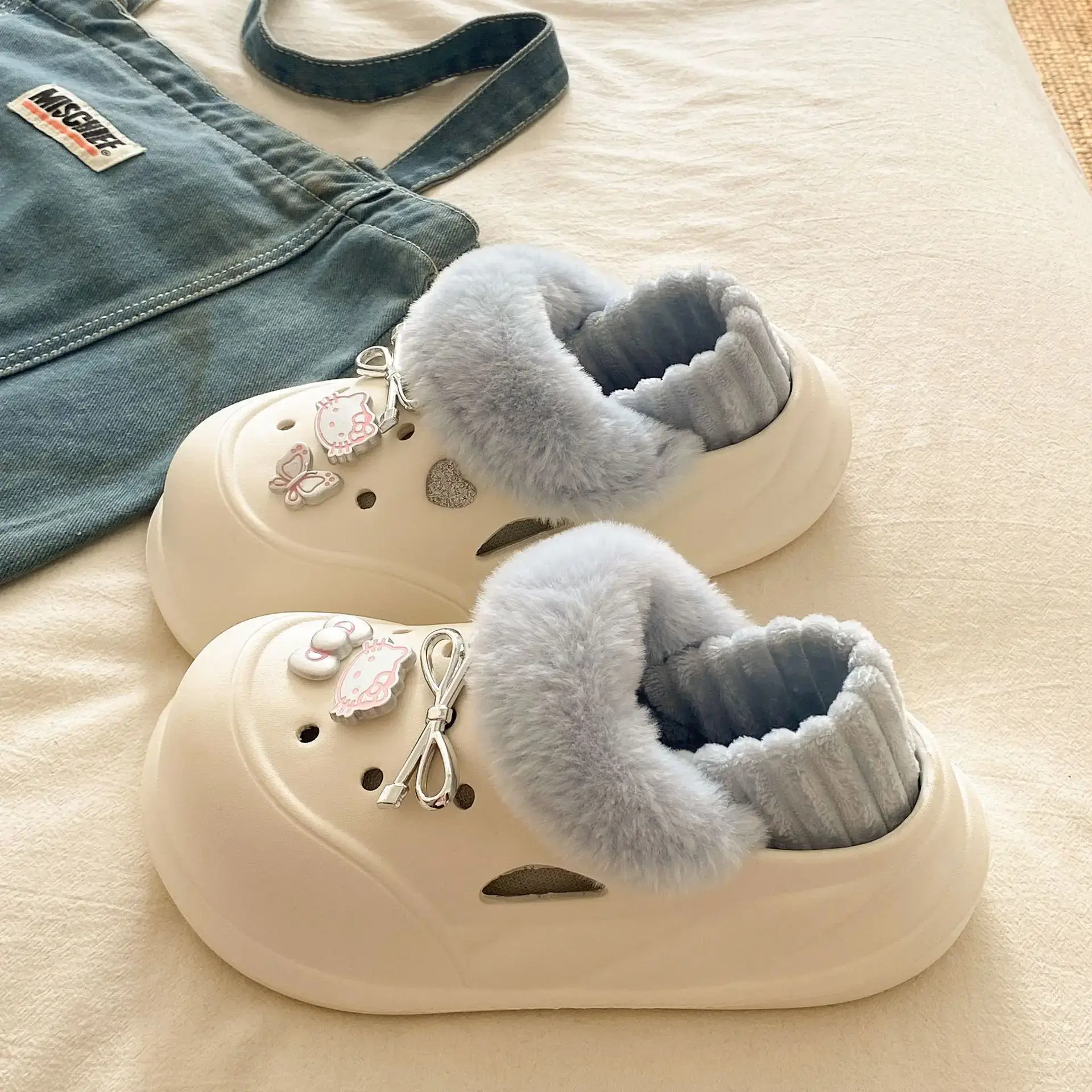 Warm Cotton Detachable Slippers for Women Winter - Image 34