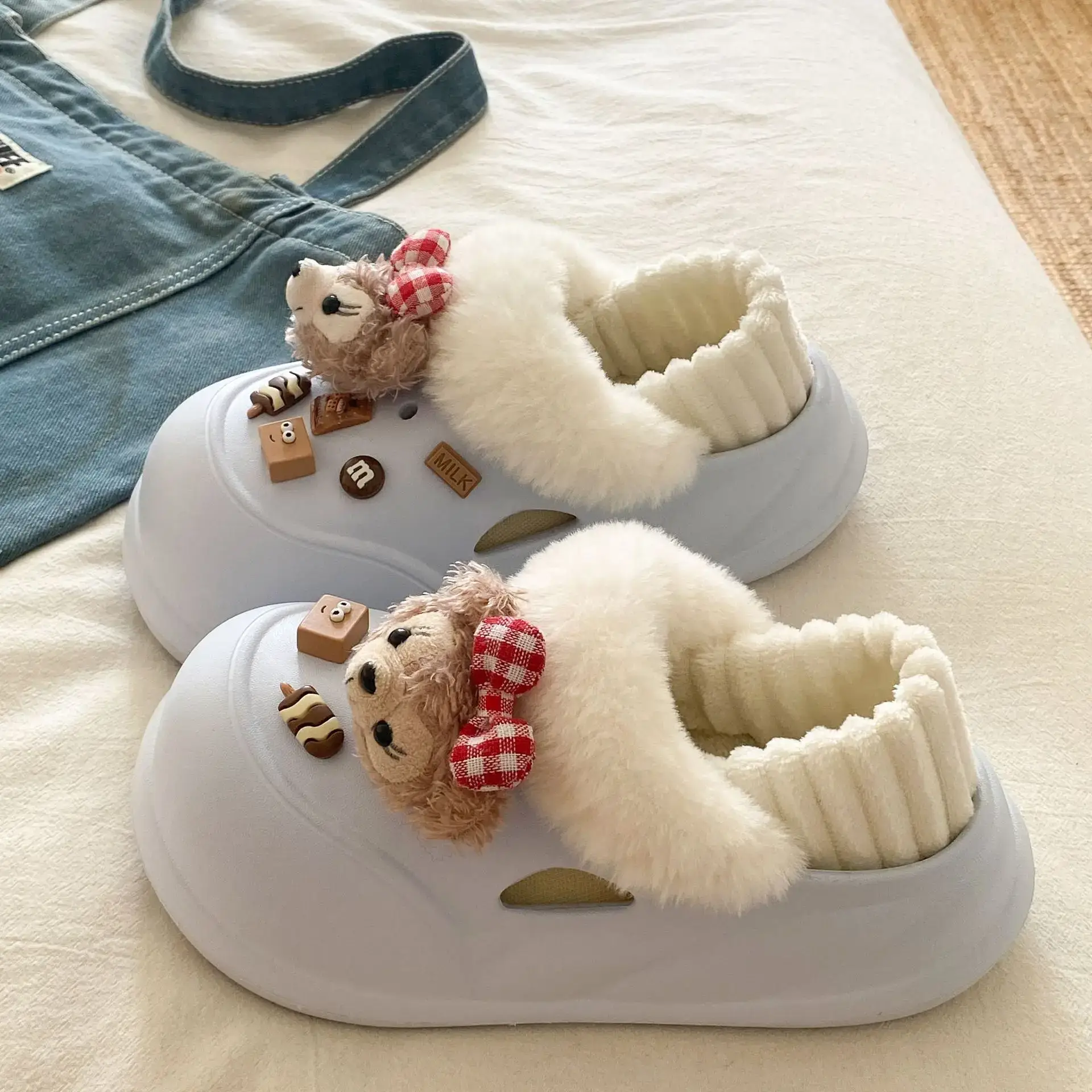 Warm Cotton Detachable Slippers for Women Winter - Image 39